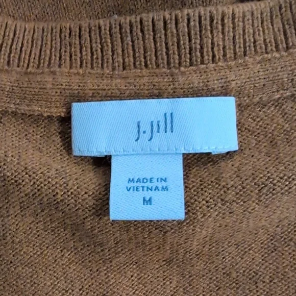 J Jill V-Neck Dolman Sleeve Mustard Silk Wool Cotton Soft Cozy Blend Sweater M - Picture 8 of 9